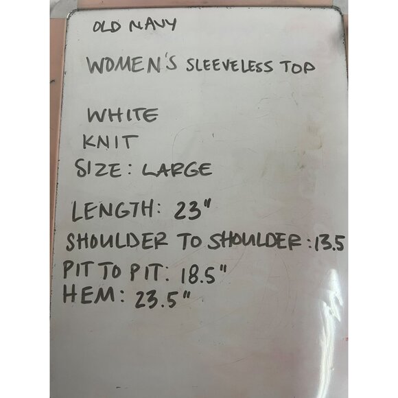 Old Navy Women’s White Sleeveless Knit Top Fringe Hem Crochet Style Size L - Picture 7 of 7